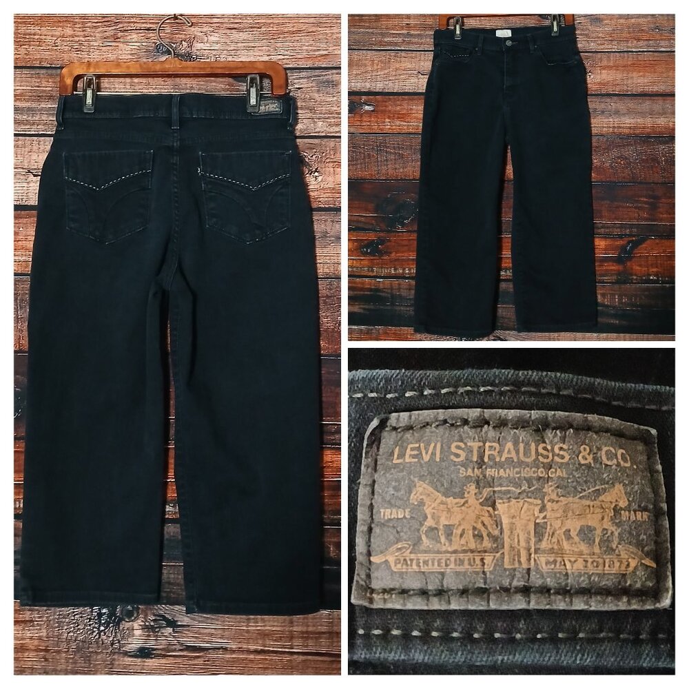 Levis 512 Capri Jeans Size 10 Perfectly Slimming High Rise Black Denim Stretch